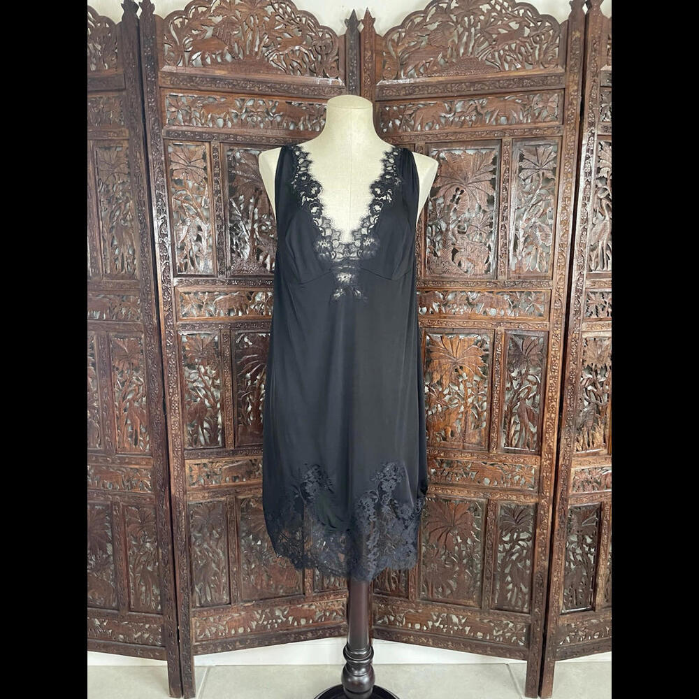 Agent Provocateur 'Emmaline' Black Lace Accent Slip Dress Lingerie Chemise Sz 6